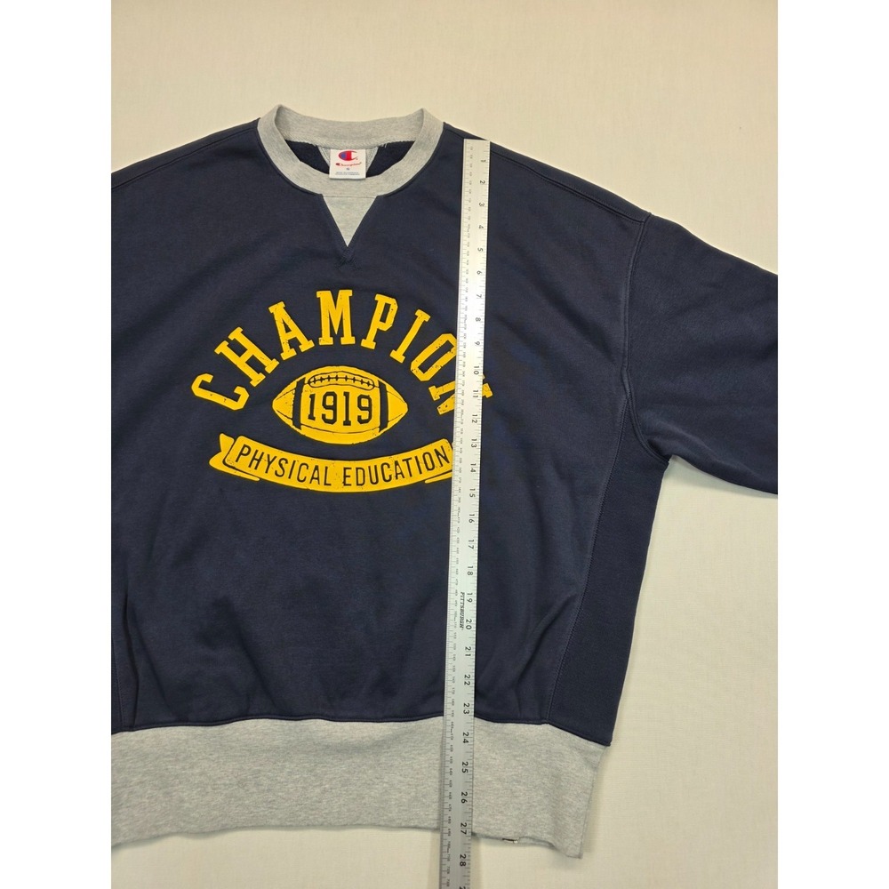 Champion Men's Small Crewneck Sweatshirt Navy Gray 1919 Physical Education Graph - Picture 7 of 12
